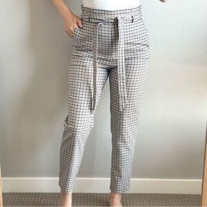 Divided H&M Pants Check Plaid High Rise Belted Preppy